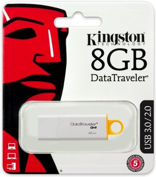 Kingston 8 GB DataTraveler USB 3.1/3.0/2.0 Flash Drive (DTIG4/8GB) - White